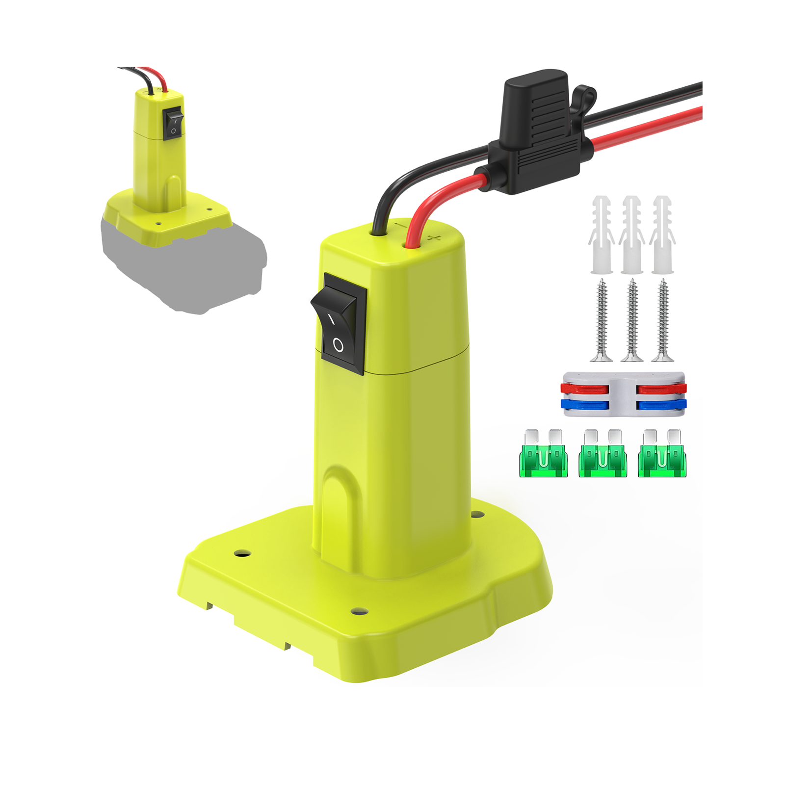 18V to 12V Step Down Converter Compatible with Ryobi 18V Battery Adapter, Voltage Converter DC 12V 15A 180W Buck Converter Regulator, Power Wheel Adapter with Switch, 30A Fuse & Wire Terminal
